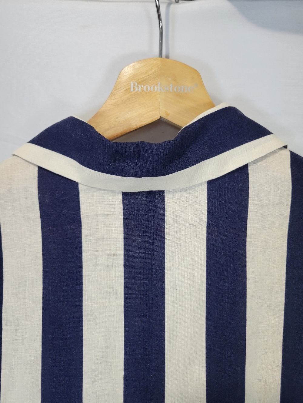 Zara Striped Tiered Linen Blend Cut Out Midi Shirt Dress Nautical Coastal Boho - Picture 16 of 16